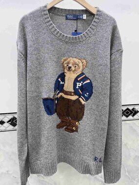 🔥 Polo Bear Sweater Grey Ralph Lauren Crewneck Bear Bag🔥